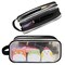 Wrapables 2 Compartment Large Grid Transparent Mesh Pencil Case, Pencil Pouch for Stationery Tools, Makeup, and Travel, Black